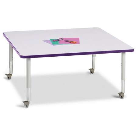Jonti-Craft Berries Square Activity Table, 48 in. x 48 in., Mobile, Freckled Gray/Purple/Gray 6418JCM004